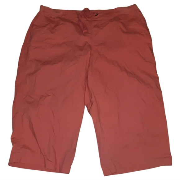Lane Bryant casual salmon Orange stretch cotton pull on cropped capri pant 18 - Picture 1 of 8